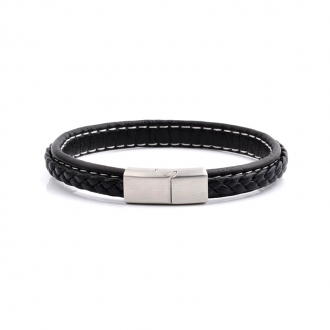 Bracelet Carador noir fermoir acier brossé