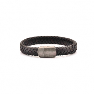 Bracelet Carador acier/cuir fermeture Gunpowder