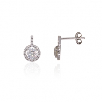 Boucles d'oreilles Carador baroques or blc 375/000 et oxydes de zirconium