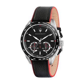 Montre Maserati homme Traguardo cuir noir et rouge R8871612028