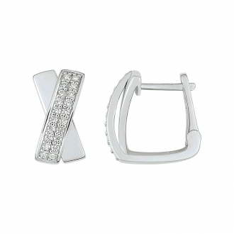 Boucles d'oreilles Guy Laroche croisées argent 925/000 et oxydes de zirconium S22.35101