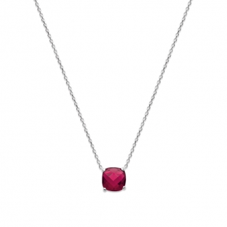 Collier Femme Carador argent 925/000 et pierre facettée teintée rubis