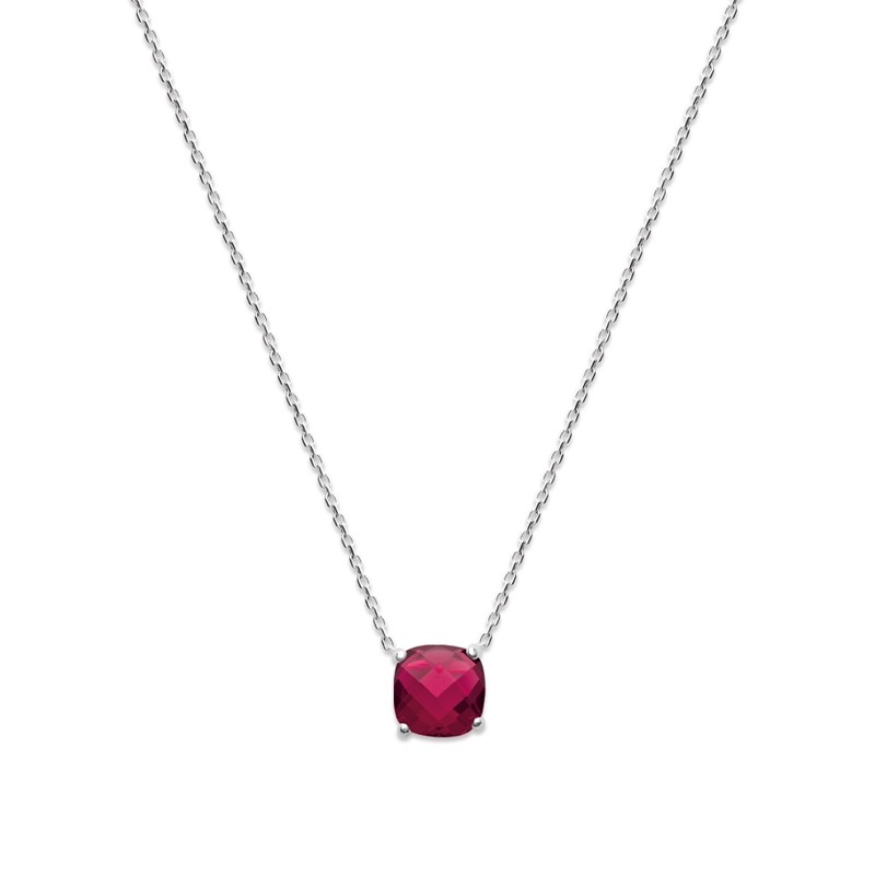 Collier Femme Carador argent 925/000 et pierre facettée teintée rubis