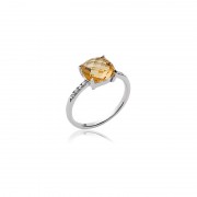 Bague Carador Argent 925/000e pierre facettée citrine Bague Carador Argent 925/000e pierre facettée citrine