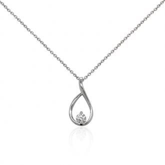 Collier Carador Or blanc 375/000e Larme et Oxyde solitaire