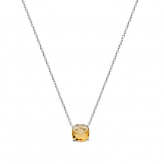 Collier Carador argent 925/000 et pierre facettée teintée citrine