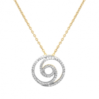 Collier Carador collection trendy spirale sertie zircons en or jaune 375/000