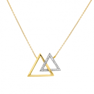 Collier Carador collection trendy triangles zircons et or jaune 375/000