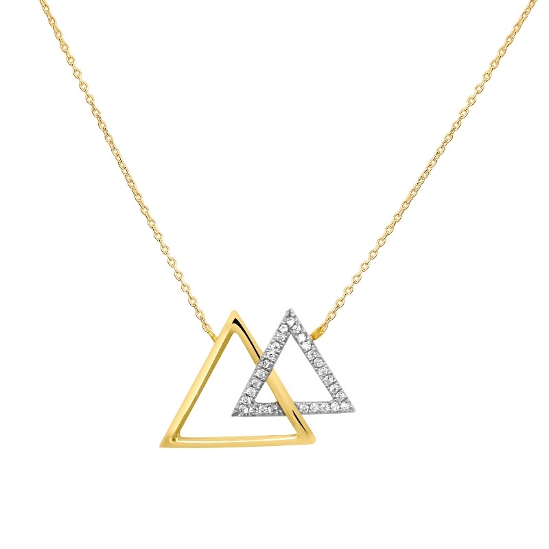 Collier Carador collection trendy triangles zircons et or jaune 375/000