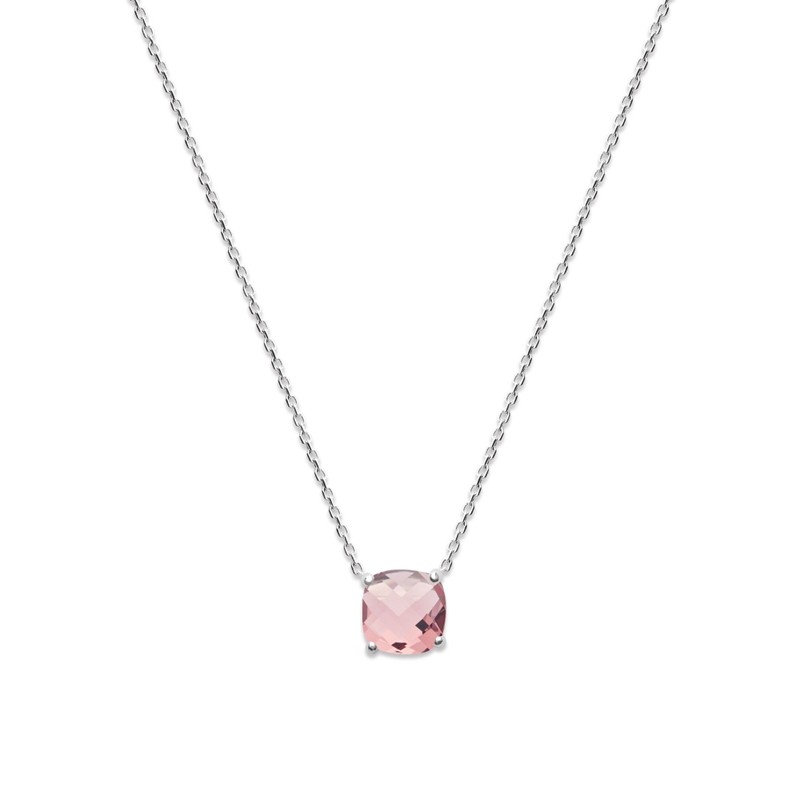 Collier Carador argent 925/000 et pierre facettée teintée Tourmaline