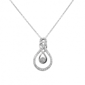 Collier Carador collection trendy goutte d'eau or blanc 375/000 et zircons