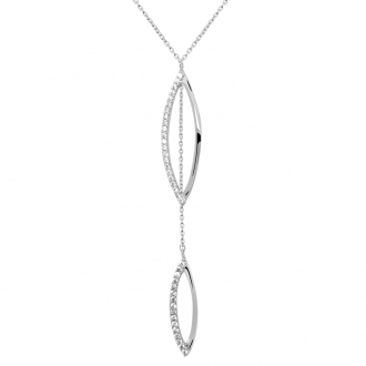 Collier Carador collection grapique pétales suspendus or blanc 375/000 et zircons