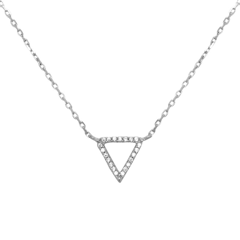 Collier Carador collection graphique triangle or blanc 375/000 et zircons