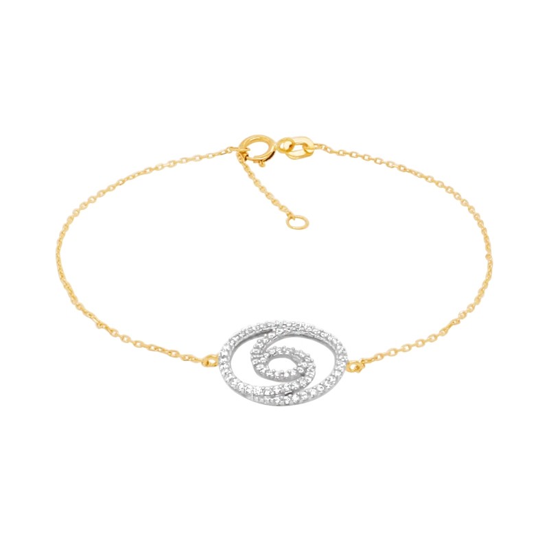 Bracelet Carador collection trendy spirale sertie zircons en or jaune 375/000