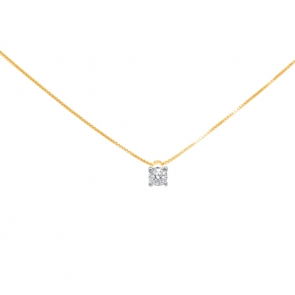 Collier Carador chaine et pendentif or blanc 375/000 et diamant 0,10 cts