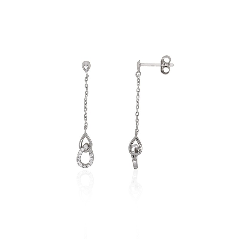 Boucles d'oreilles Carador double larmes argent 925/000 et zircons