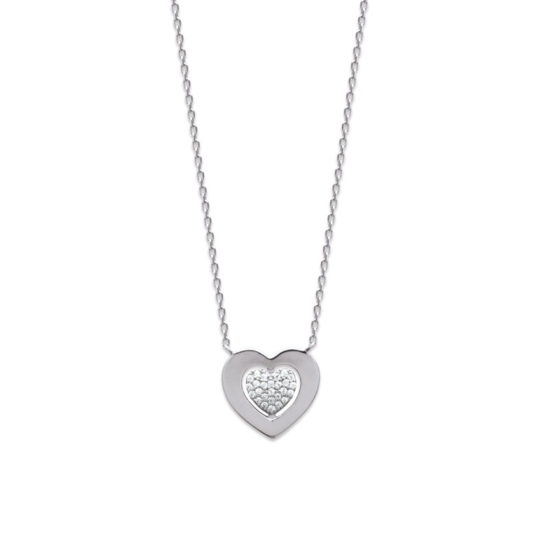 Collier Carador coeur argent 925/000 et zircons