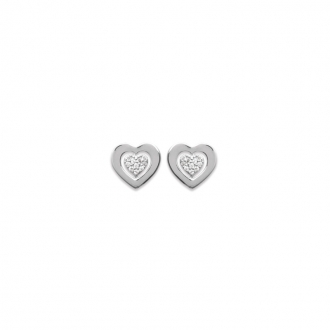 Boucles d'oreilles clous Carador coeur argent 925/000 et zircons