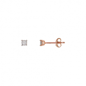 Boucles d'oreilles solitaire Carador en or rose 375/000 et diamant