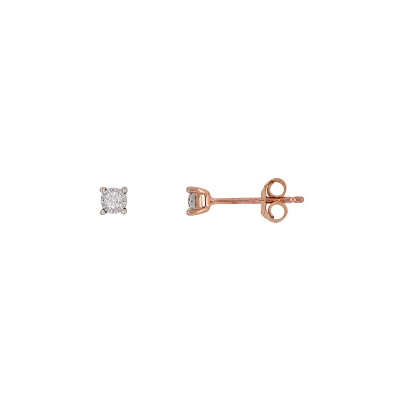 Boucles d'oreilles solitaire Carador en or rose 375/000 et diamant