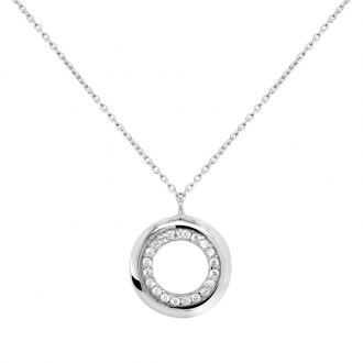 Collier Carador Sphère or blanc 375/000 et oxydes de zirconium