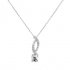 Collier Carador solitaire accompagné or blanc 375/000 et oxydes de zirconium