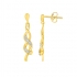 Boucles d'oreilles pendantes Carador tresses or jaune 375/000 et diamants