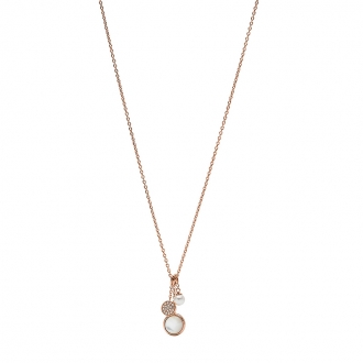 Collier Fossil triple pendentif acier doré rose JF02960791