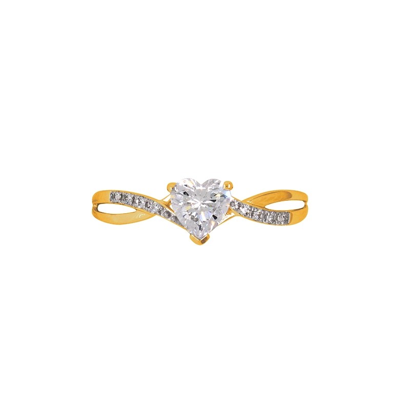 Bague Carador or jaune 375/000, oxyde de zirconium coeur