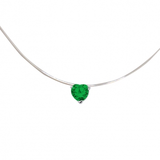 Collier Carador fantaisie souple Oxyde de zirconium coeur couleur verte