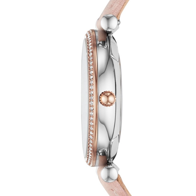 Montre CARLIE À TROIS AIGUILLES EN CUIR ROSE POUDRÉ ES4484