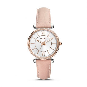 Montre CARLIE À TROIS AIGUILLES EN CUIR ROSE POUDRÉ ES4484