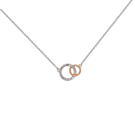 Collier ATELIER 17 doucle cercles bicolore or 375/000 et diamants