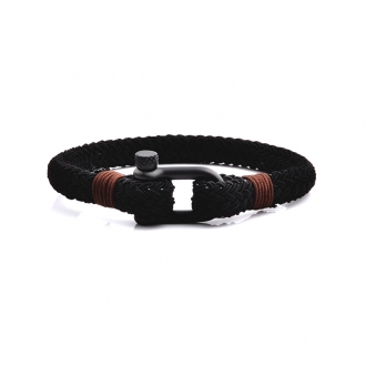 Bracelet Homme Carador MATELOT tissu noir fermoir manille