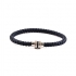 Bracelet Homme Carador cuir tressé bleu marine, fermoir magnétique