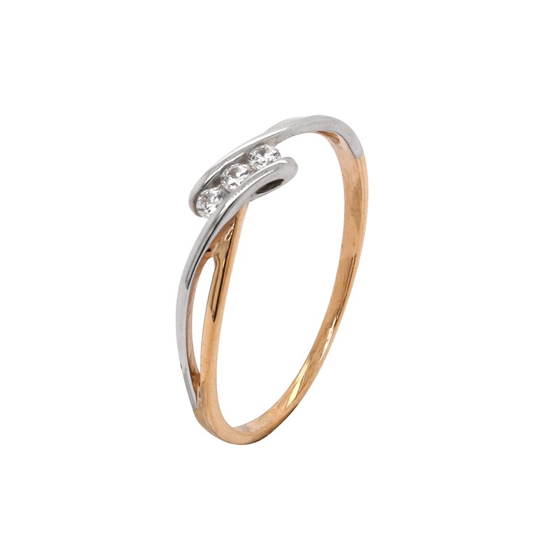 Bague Trilogie Carador bicolore en or 375/000 et oxydes de zirconium