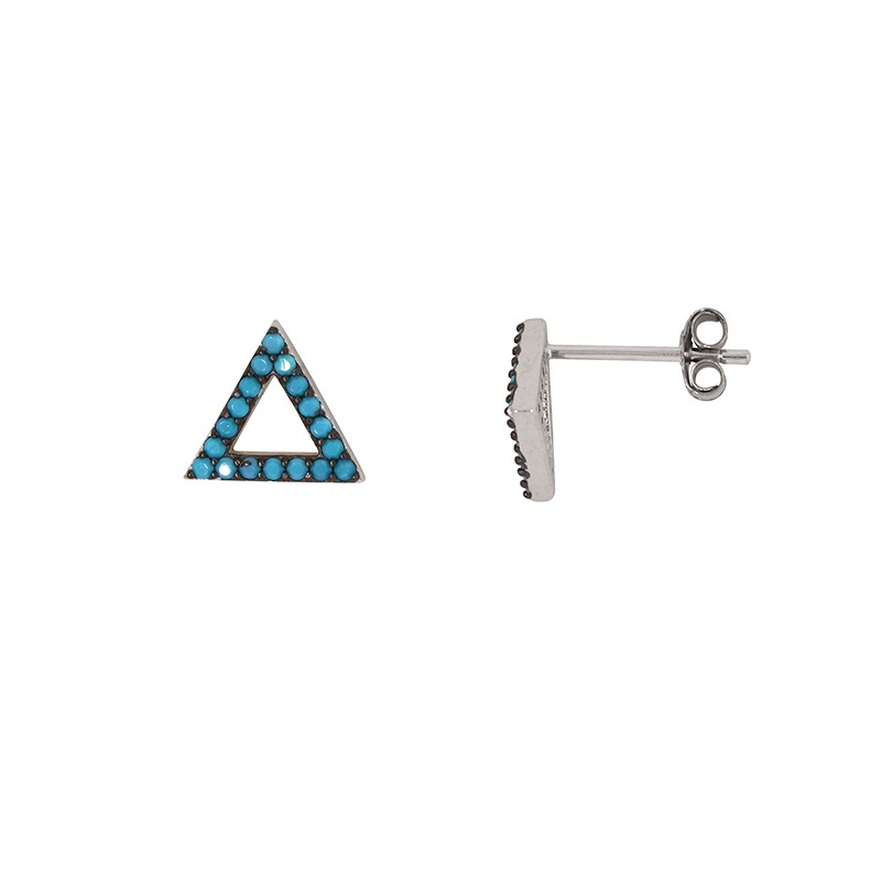 Boucles d'oreilles Carador triangle argent 925/000 et turquoises