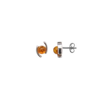 Boucles d'oreille argent 925/000  et ambre clous