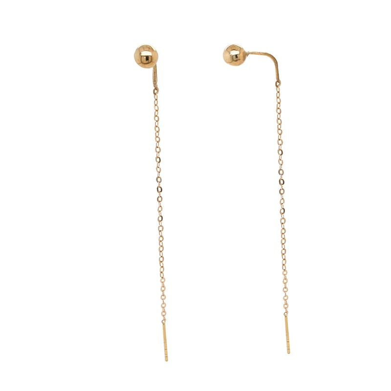 Boucles d'oreilles Carador chaine traversante et boule en or 375/000