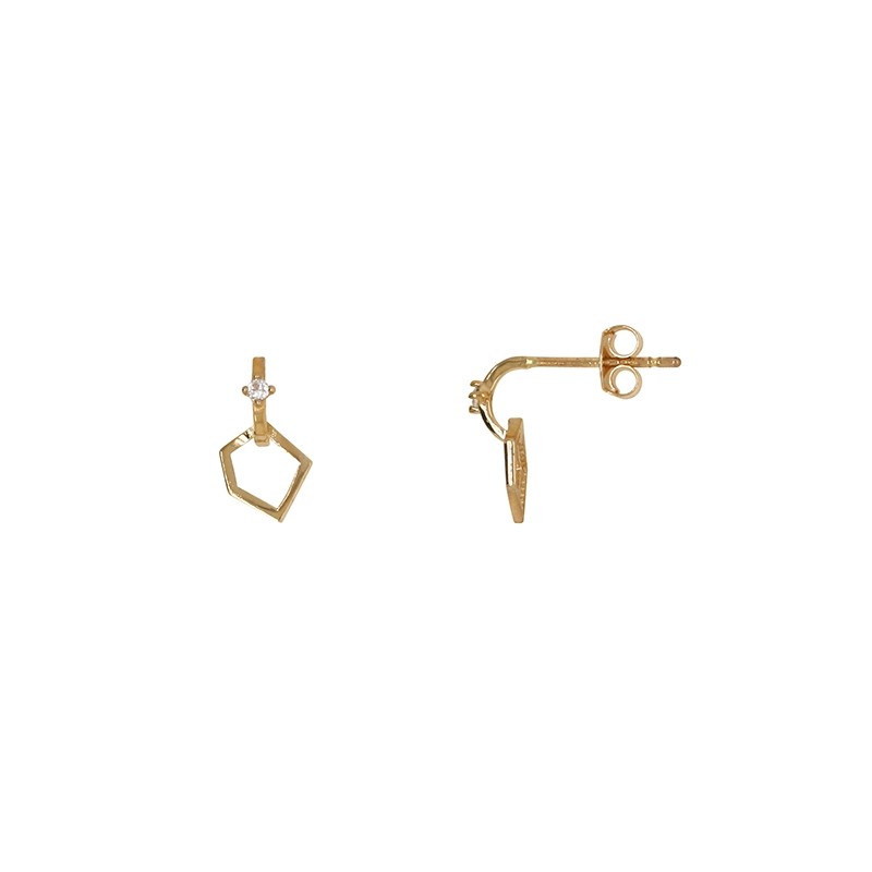 Boucles d'oreilles Carador pentagone en or 375/000 et oxydes de zirconium FE4089