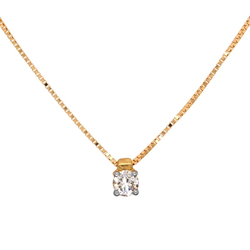 Collier Solitaire Carador Or jaune 375/000 et diamant 0,30 cts