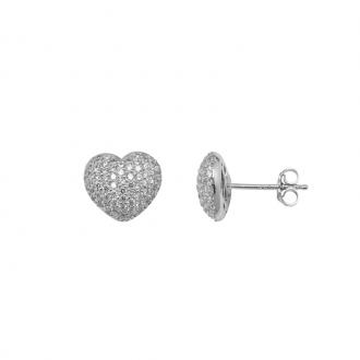 Boucles d'oreilles Carador puces oxydes de zirconium en forme de cœur