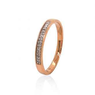 Bague Atelier 17 type alliance or rose 375/000 et diamants