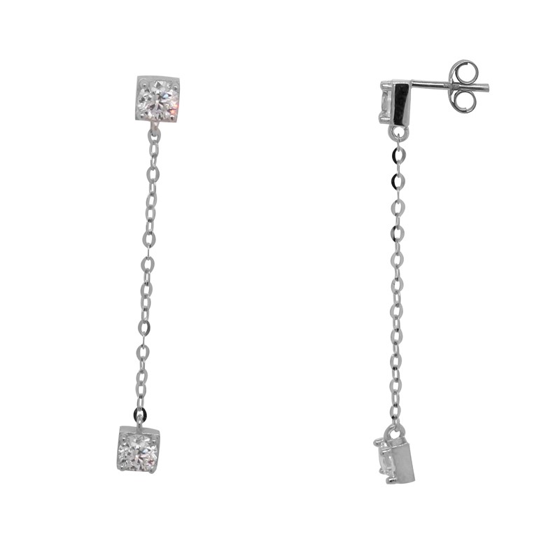 Boucles d'oreilles Carador modulables en or blanc 375/000 et oxyde de zirconium