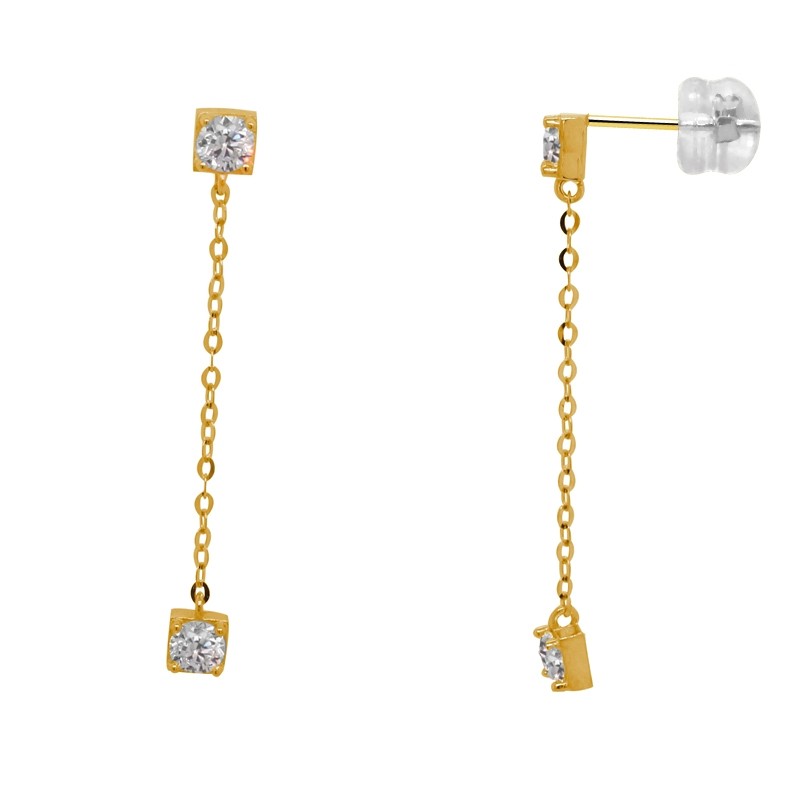 Boucles d'oreilles Carador modulables en or jaune 375/000 et oxyde de zirconium