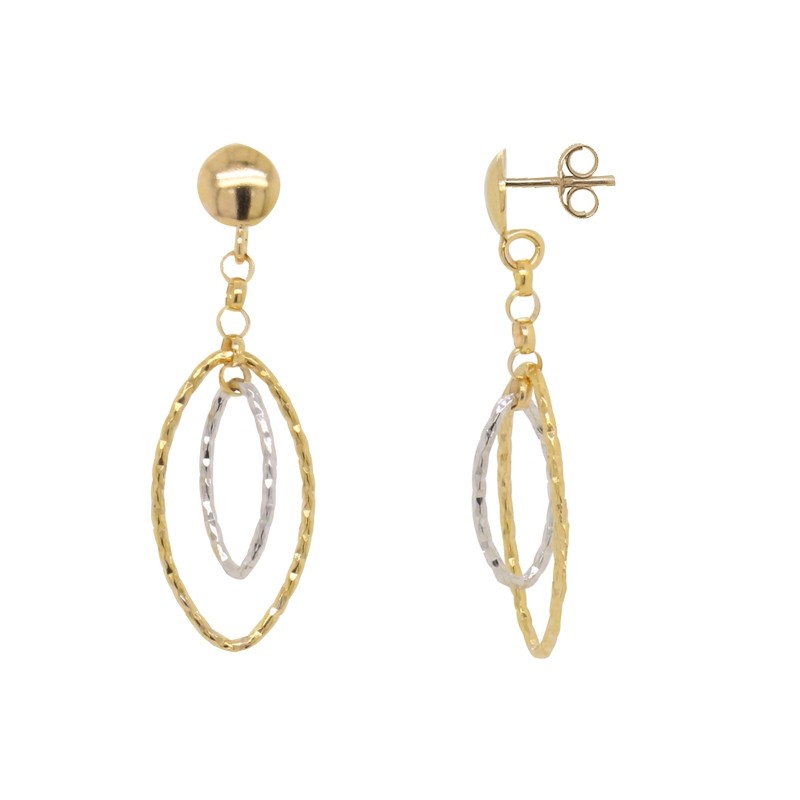 Boucles d'oreilles pendantes or 375/000 bicolore 9K3559G