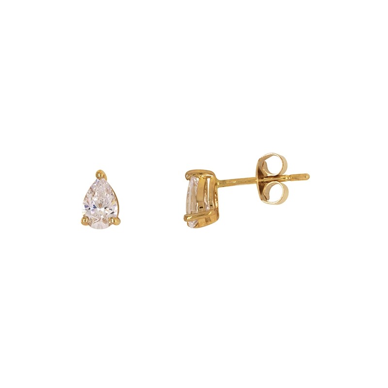 Boucles d'oreilles Carador forme poire Or jaune 375/000 et oxyde de zirconium