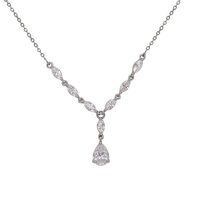 Collier CaradorOr Blanc 375/000 fantaisie Oxyde de zirconium