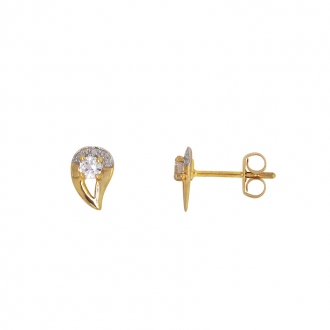 Boucles d'oreilles Carador goutte or jaune et blanc 375/000 et oxyde de zirconium