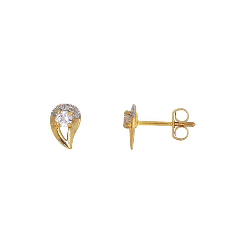 Boucles d'oreilles Carador goutte or jaune et blanc 375/000 et oxyde de zirconium